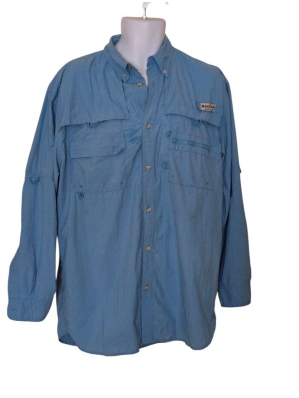 Magellan Sportswear Men's Blue Shirt Long Sleeve Vented Utility size L - Picture 3 of 6